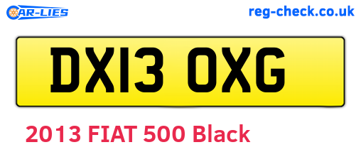 DX13OXG are the vehicle registration plates.
