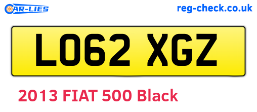 LO62XGZ are the vehicle registration plates.