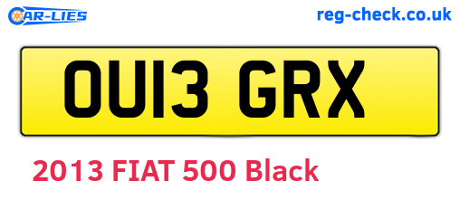 OU13GRX are the vehicle registration plates.