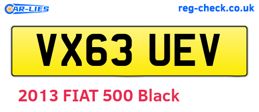 VX63UEV are the vehicle registration plates.