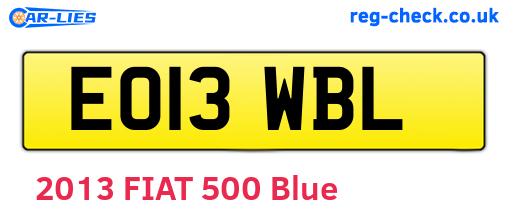 EO13WBL are the vehicle registration plates.