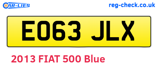 EO63JLX are the vehicle registration plates.