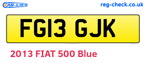 FG13GJK are the vehicle registration plates.