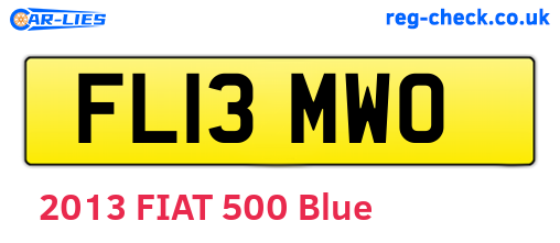 FL13MWO are the vehicle registration plates.