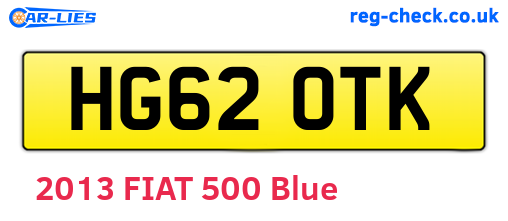 HG62OTK are the vehicle registration plates.