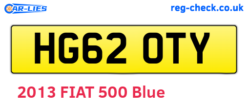 HG62OTY are the vehicle registration plates.