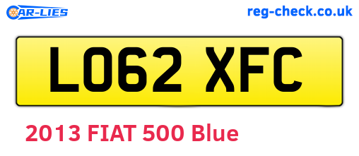 LO62XFC are the vehicle registration plates.