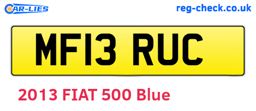 MF13RUC are the vehicle registration plates.