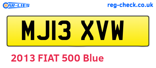 MJ13XVW are the vehicle registration plates.