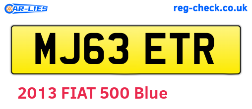 MJ63ETR are the vehicle registration plates.