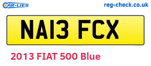 NA13FCX are the vehicle registration plates.