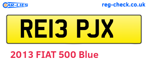 RE13PJX are the vehicle registration plates.