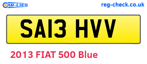 SA13HVV are the vehicle registration plates.