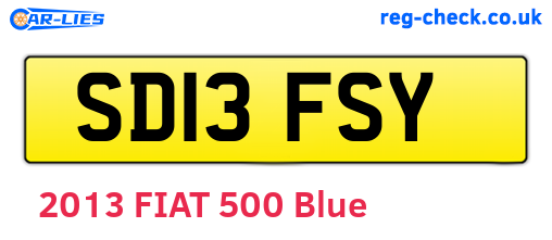 SD13FSY are the vehicle registration plates.