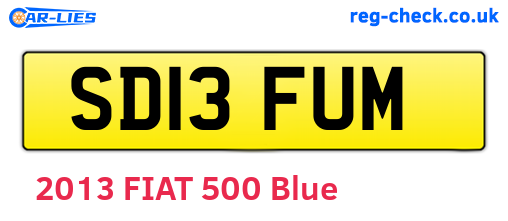 SD13FUM are the vehicle registration plates.