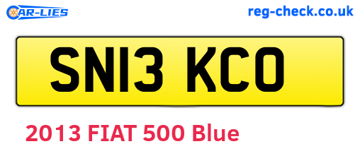 SN13KCO are the vehicle registration plates.