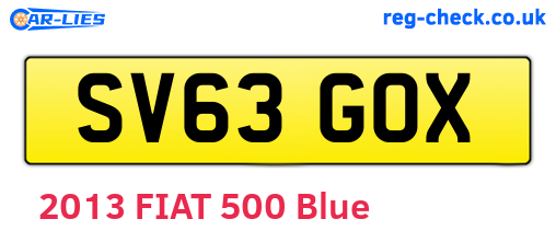 SV63GOX are the vehicle registration plates.