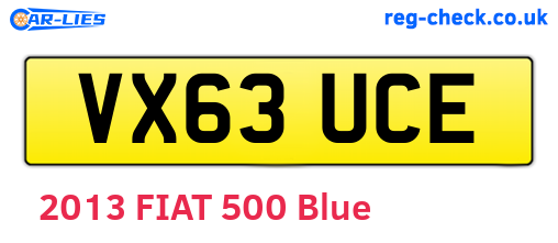 VX63UCE are the vehicle registration plates.