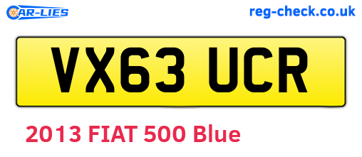 VX63UCR are the vehicle registration plates.
