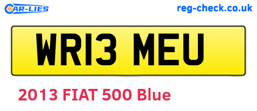 WR13MEU are the vehicle registration plates.