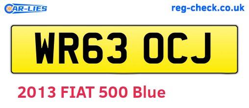WR63OCJ are the vehicle registration plates.