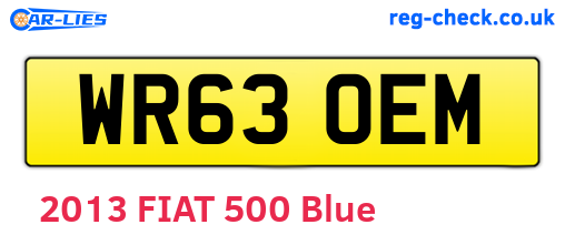 WR63OEM are the vehicle registration plates.