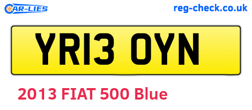 YR13OYN are the vehicle registration plates.