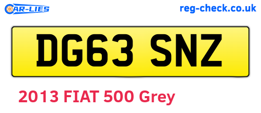 DG63SNZ are the vehicle registration plates.