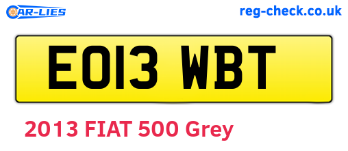 EO13WBT are the vehicle registration plates.