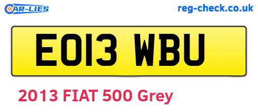 EO13WBU are the vehicle registration plates.