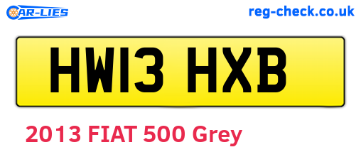 HW13HXB are the vehicle registration plates.
