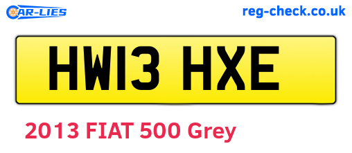 HW13HXE are the vehicle registration plates.