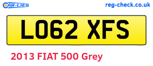 LO62XFS are the vehicle registration plates.