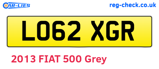 LO62XGR are the vehicle registration plates.