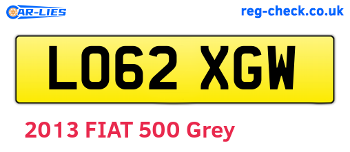 LO62XGW are the vehicle registration plates.