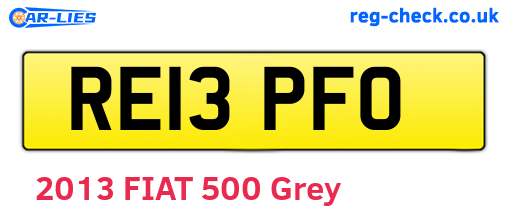 RE13PFO are the vehicle registration plates.