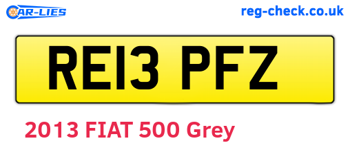 RE13PFZ are the vehicle registration plates.