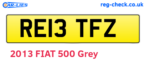 RE13TFZ are the vehicle registration plates.