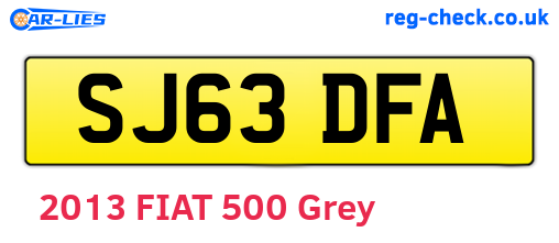 SJ63DFA are the vehicle registration plates.