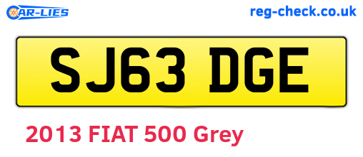 SJ63DGE are the vehicle registration plates.