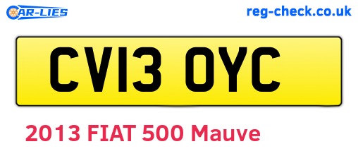 CV13OYC are the vehicle registration plates.