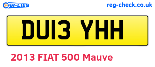 DU13YHH are the vehicle registration plates.
