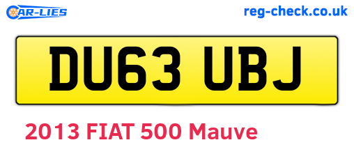 DU63UBJ are the vehicle registration plates.