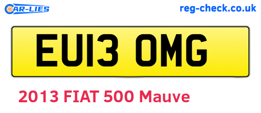 EU13OMG are the vehicle registration plates.