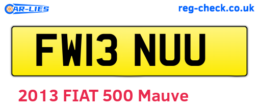 FW13NUU are the vehicle registration plates.