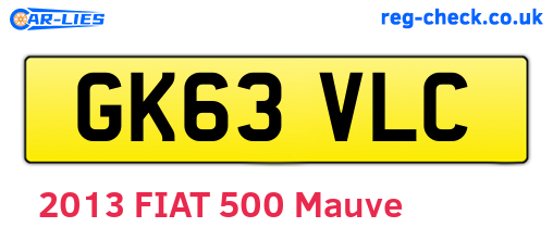 GK63VLC are the vehicle registration plates.