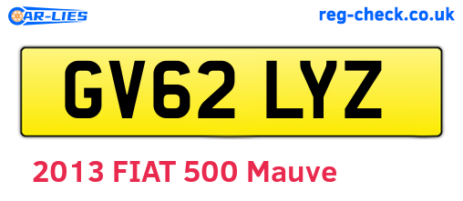 GV62LYZ are the vehicle registration plates.