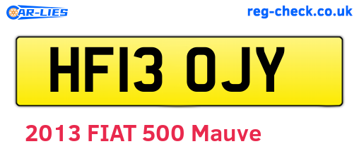 HF13OJY are the vehicle registration plates.