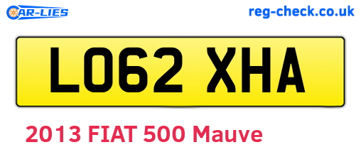 LO62XHA are the vehicle registration plates.