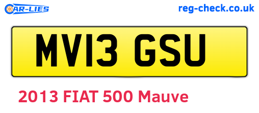 MV13GSU are the vehicle registration plates.